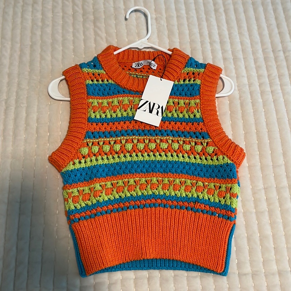 Zara Multicolor Knit Sleeveless Top